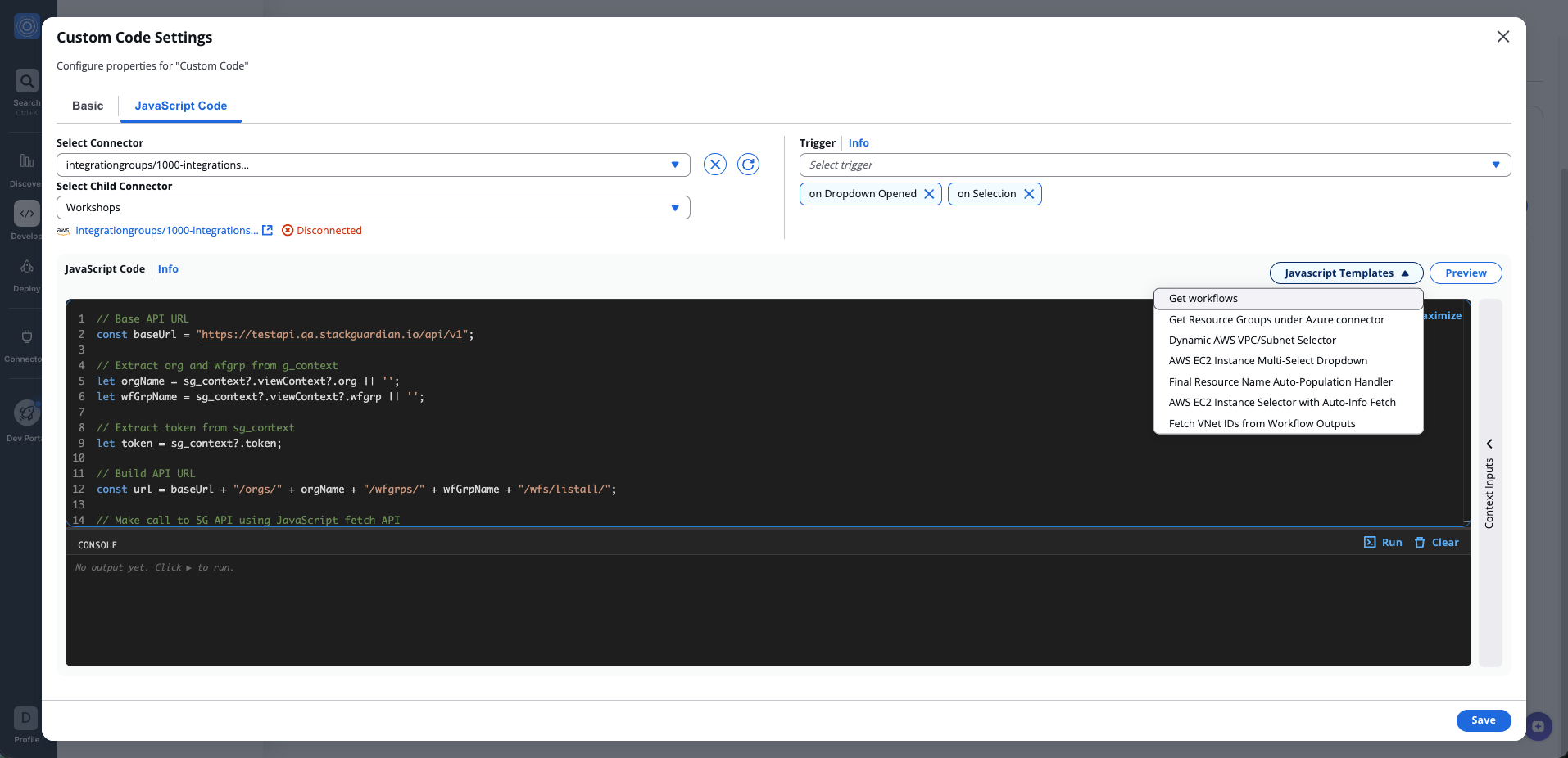 Testing Custom Code widgets