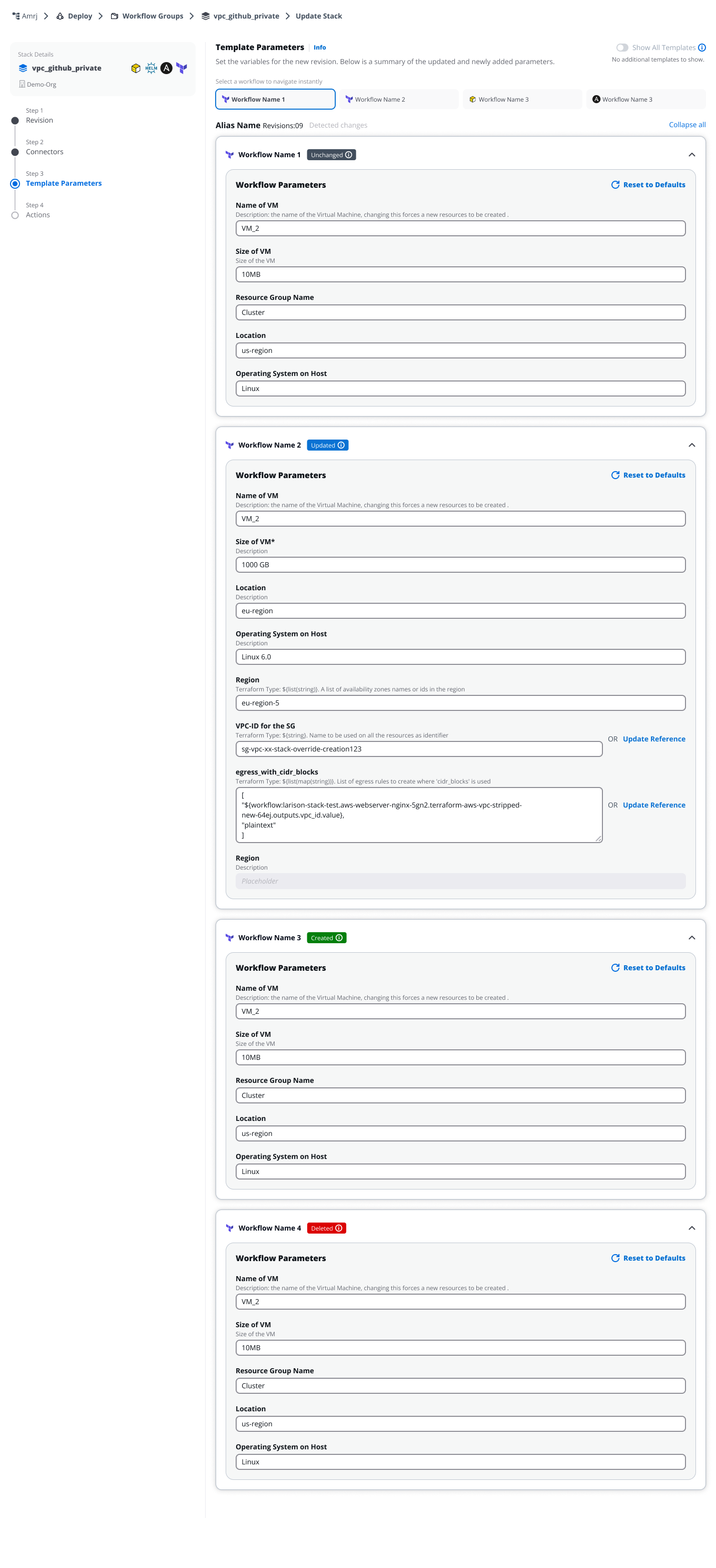 Configure parameters for workflows