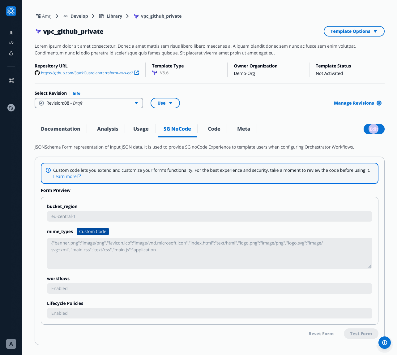 View SG NoCode Tab - Draft