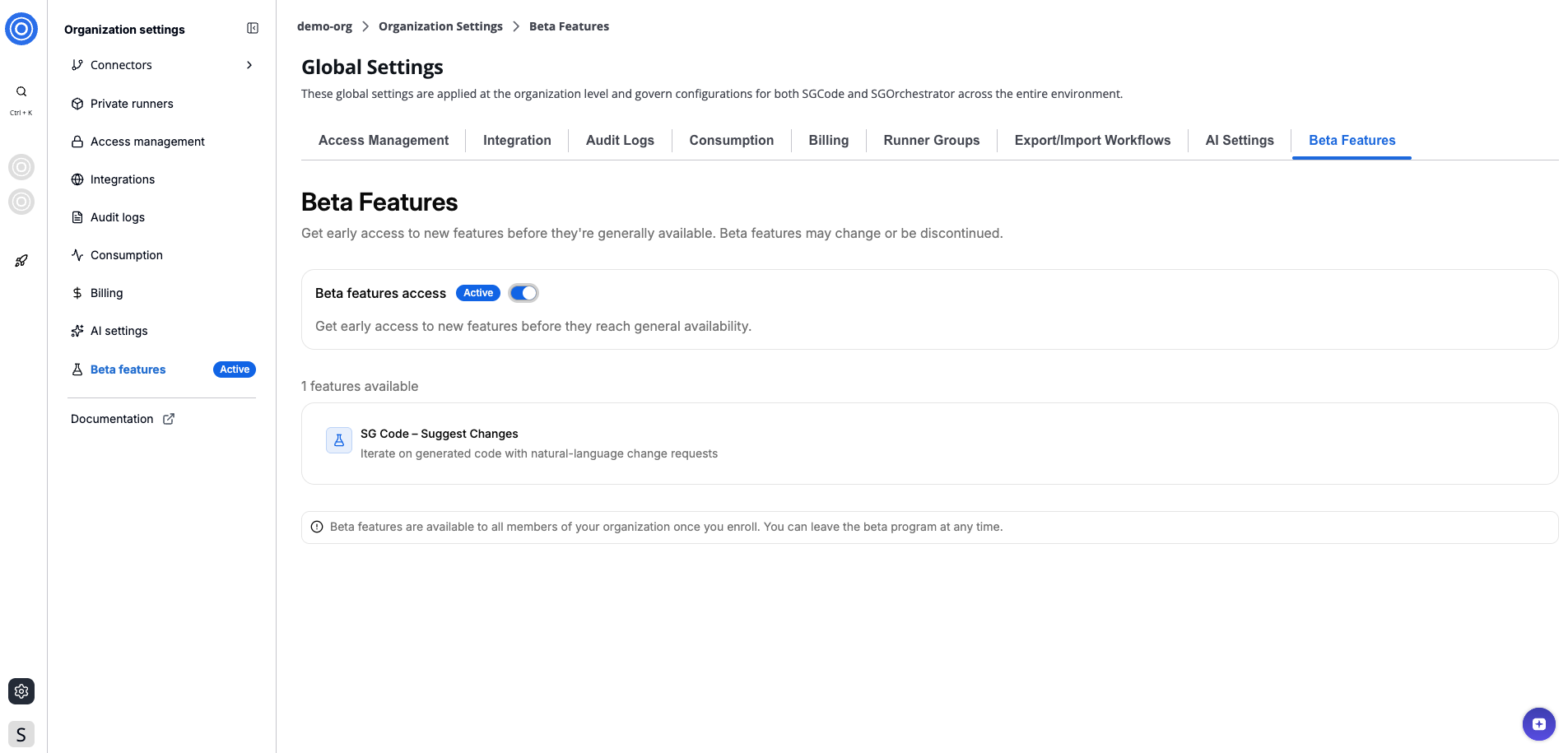 Beta features