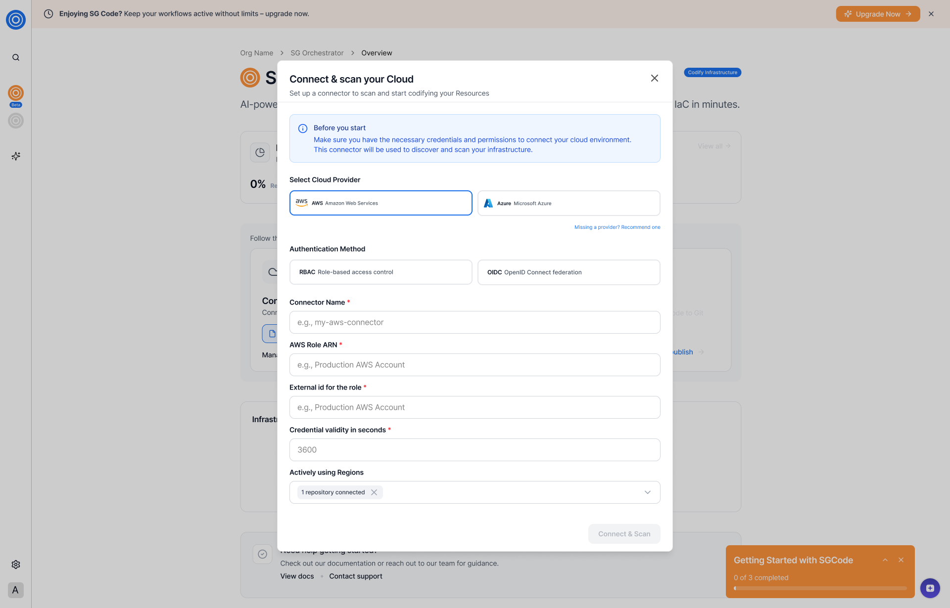 Connect and scan your cloud