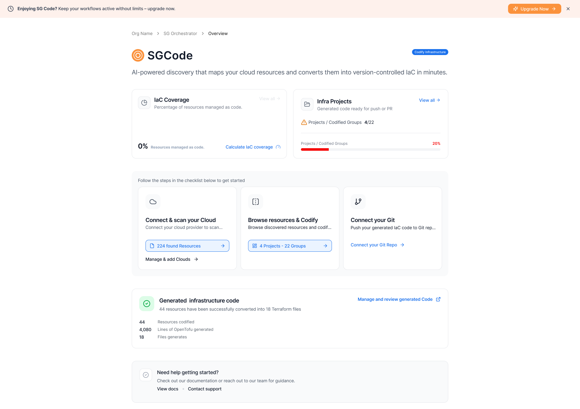 Generated infrastructure code summary
