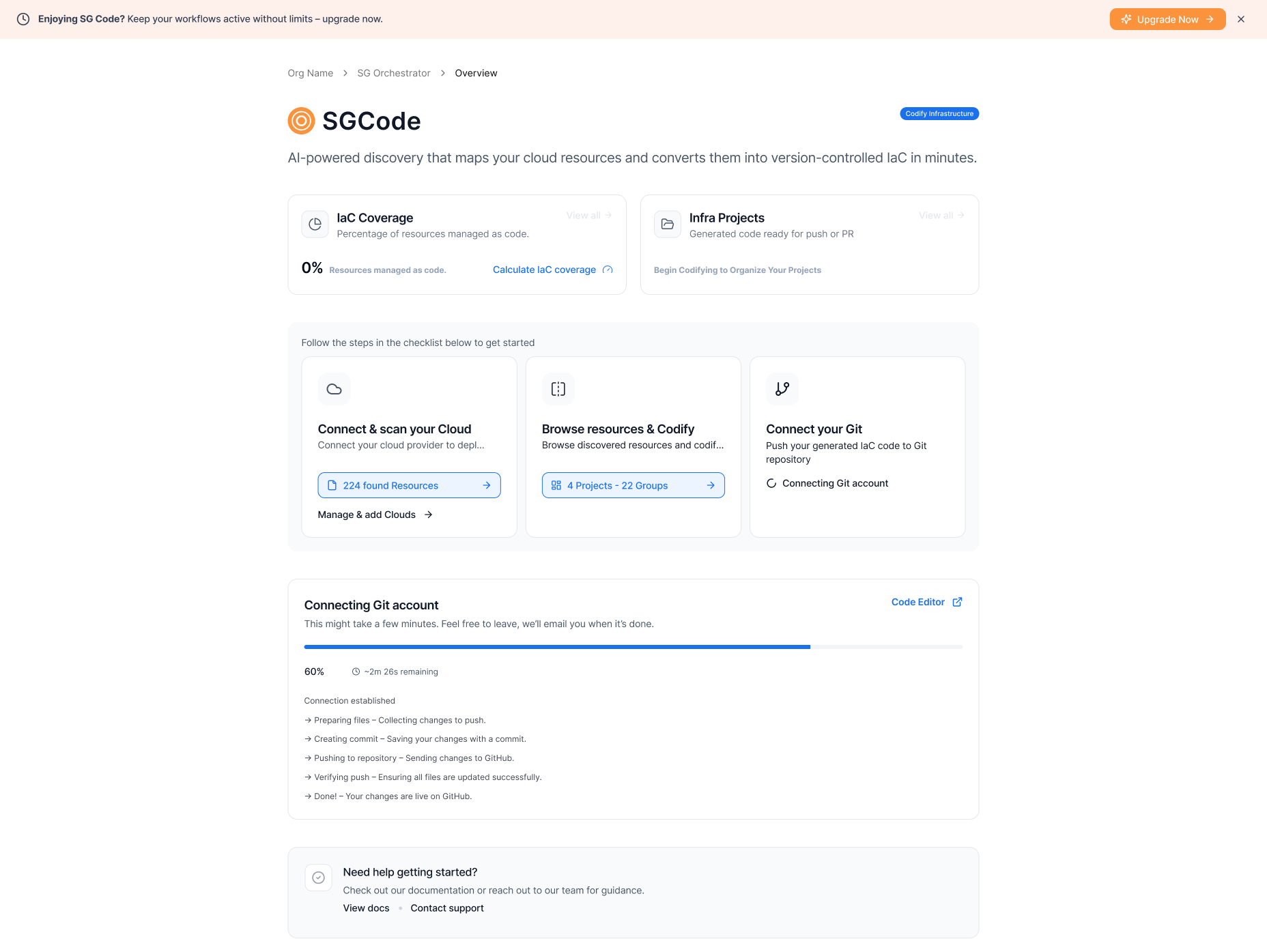Publish to Git in progress