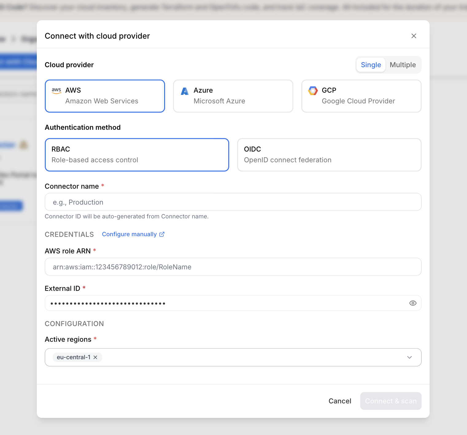 Create RBAC connector