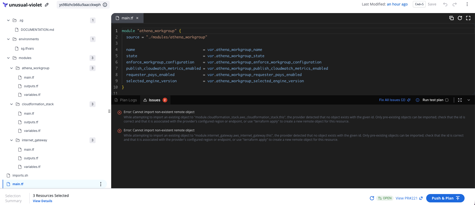 Issues tab