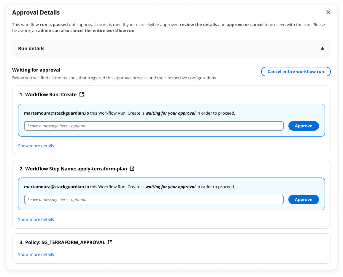 Multiple approval reasons