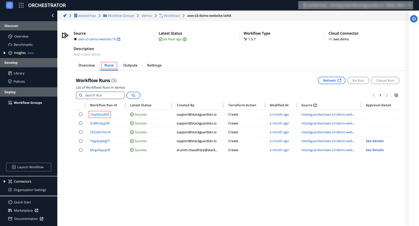 workflow-view Runs