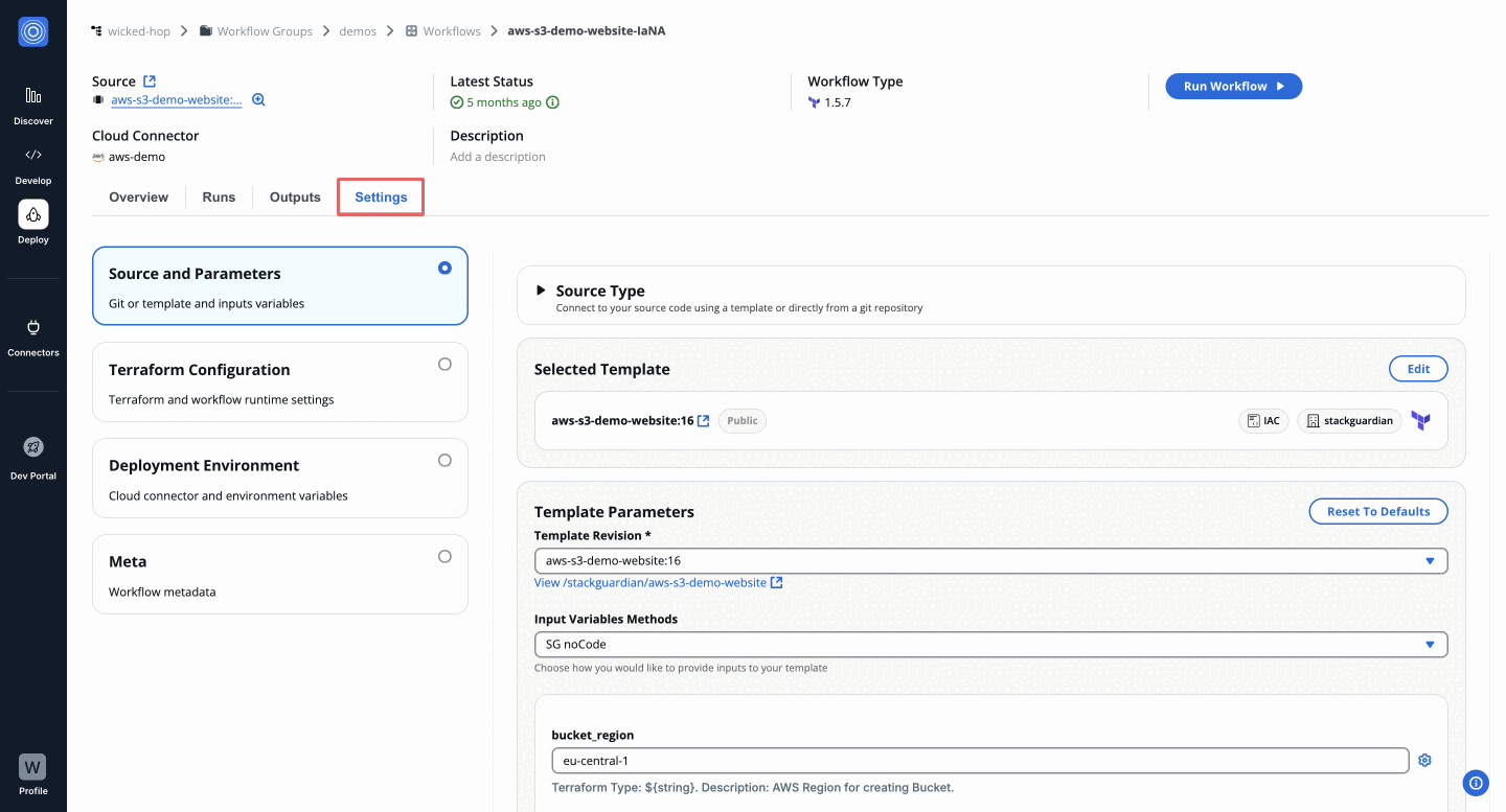workflow-view Settings