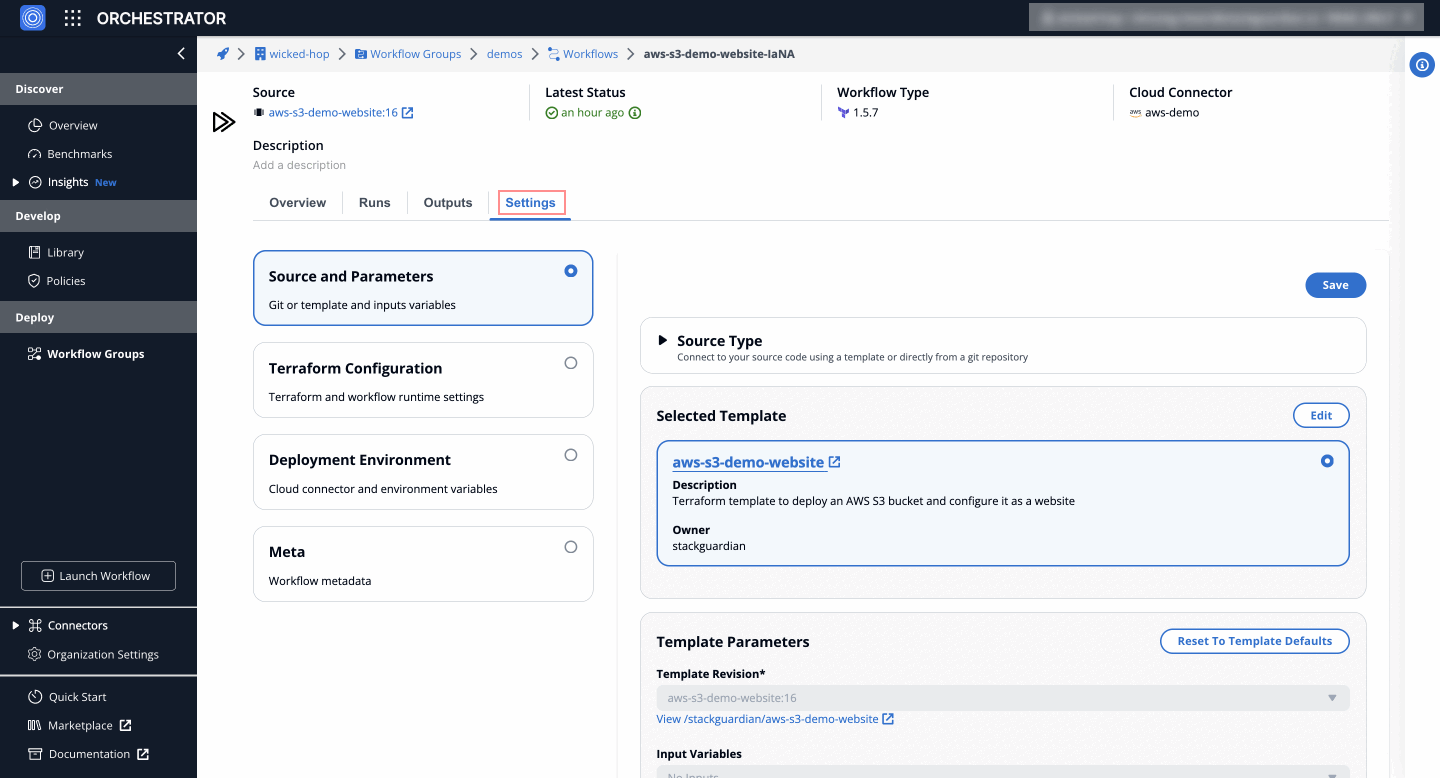 workflow-view Settings